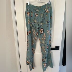 Roxy Teal Floral Wide Leg Pants